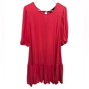 Eloquii Pink Shift Dress Puff Sleeves Tie Back Bows Tunic Ruffles Sz 15